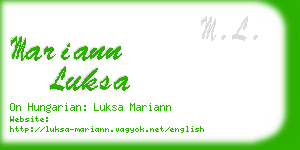 mariann luksa business card